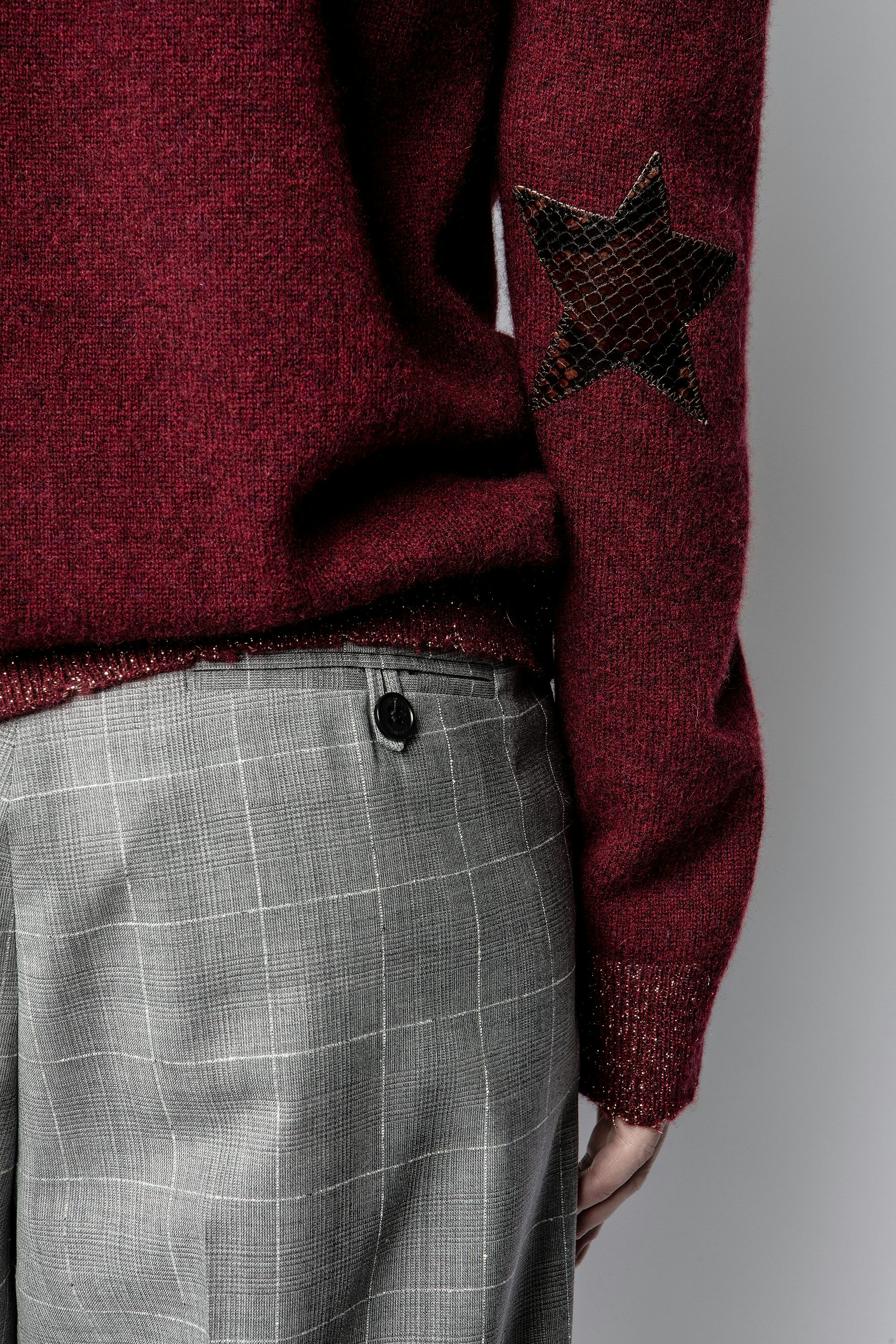 Pull Cici Patch Shiny Cachemire - Pull bordeaux en cachemire femme.